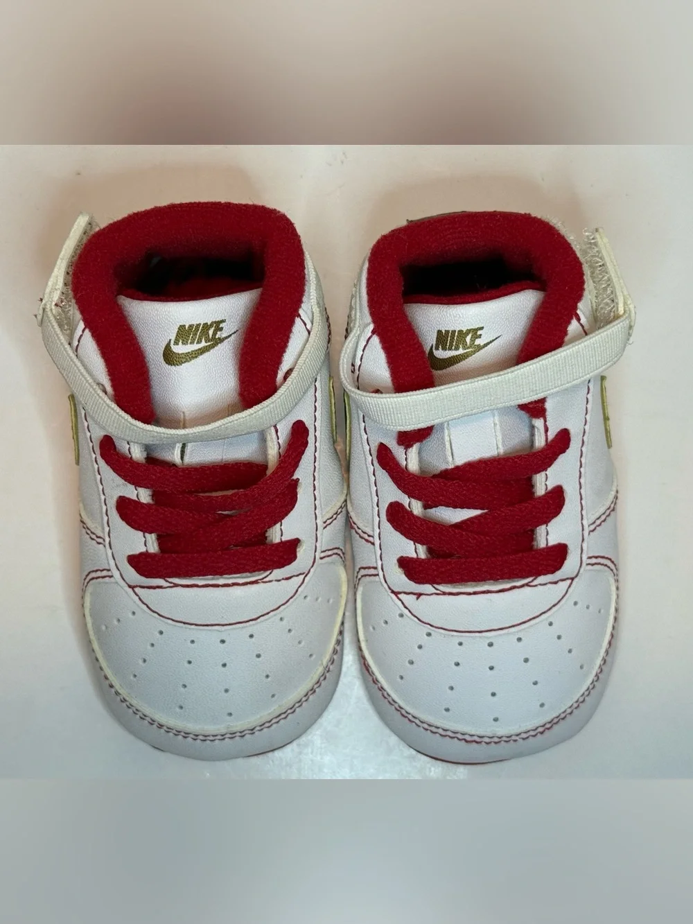 Nike Force 1 Crib Baby Shoes White Team Red Soft Bottom Size 3C